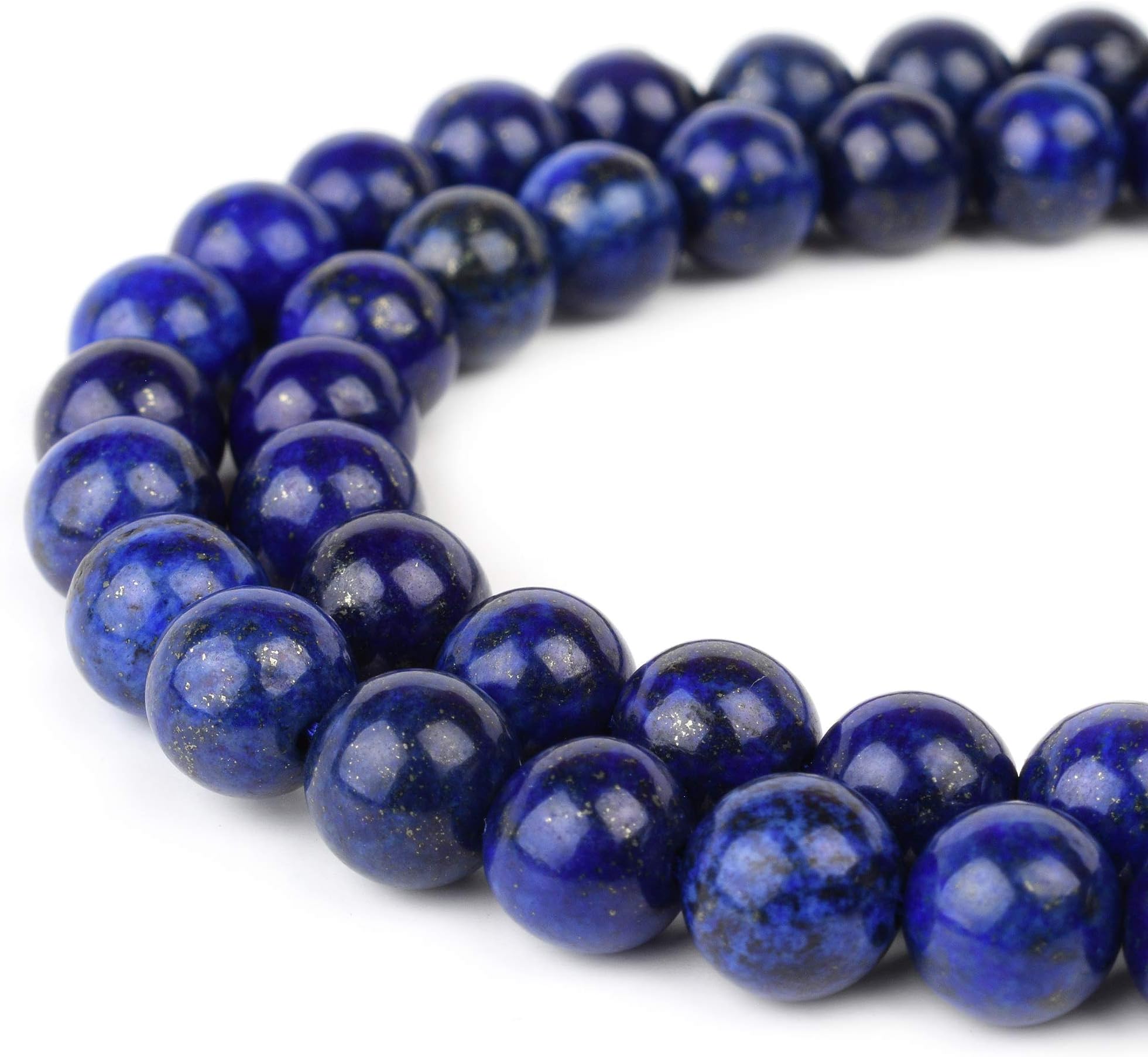 RVG 6mm Lapis Lazuli Beads Round Gemstone Loose Stone Mala 15.5 in Strand for Jewelry Making (Approx 63-65 pcs)