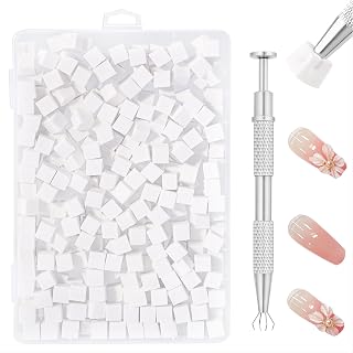 Nail Art Sponges 200 Pieces White Sponge Brushes with Metal Grip Nail Art Sponge Brush for Ombre Gradient Nail Accessories Nail Design