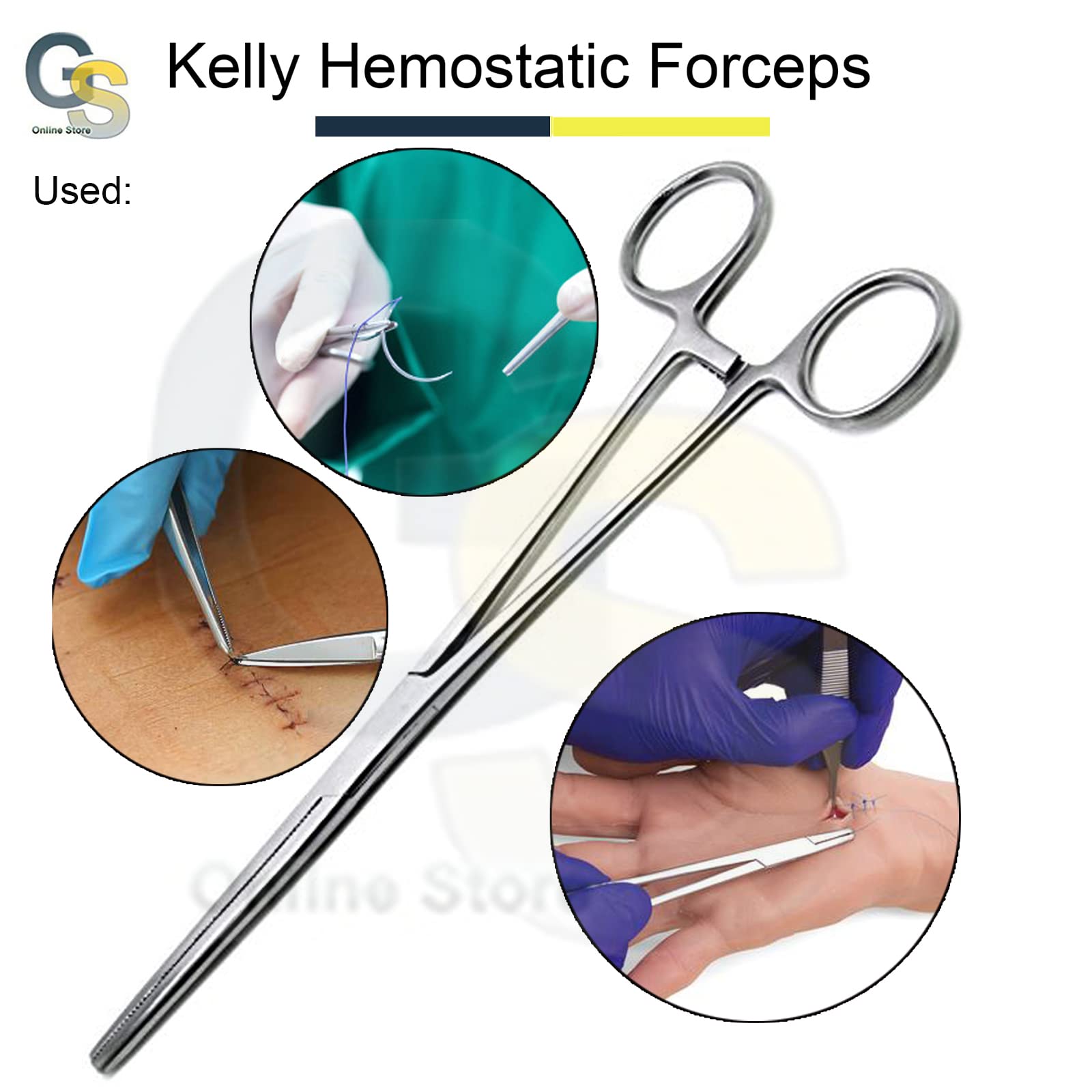 Kelly Hemostat Forceps - Stainless Steel, Locking -5 Kelly Hemostat Forceps - Stainless Steel, Locking -5