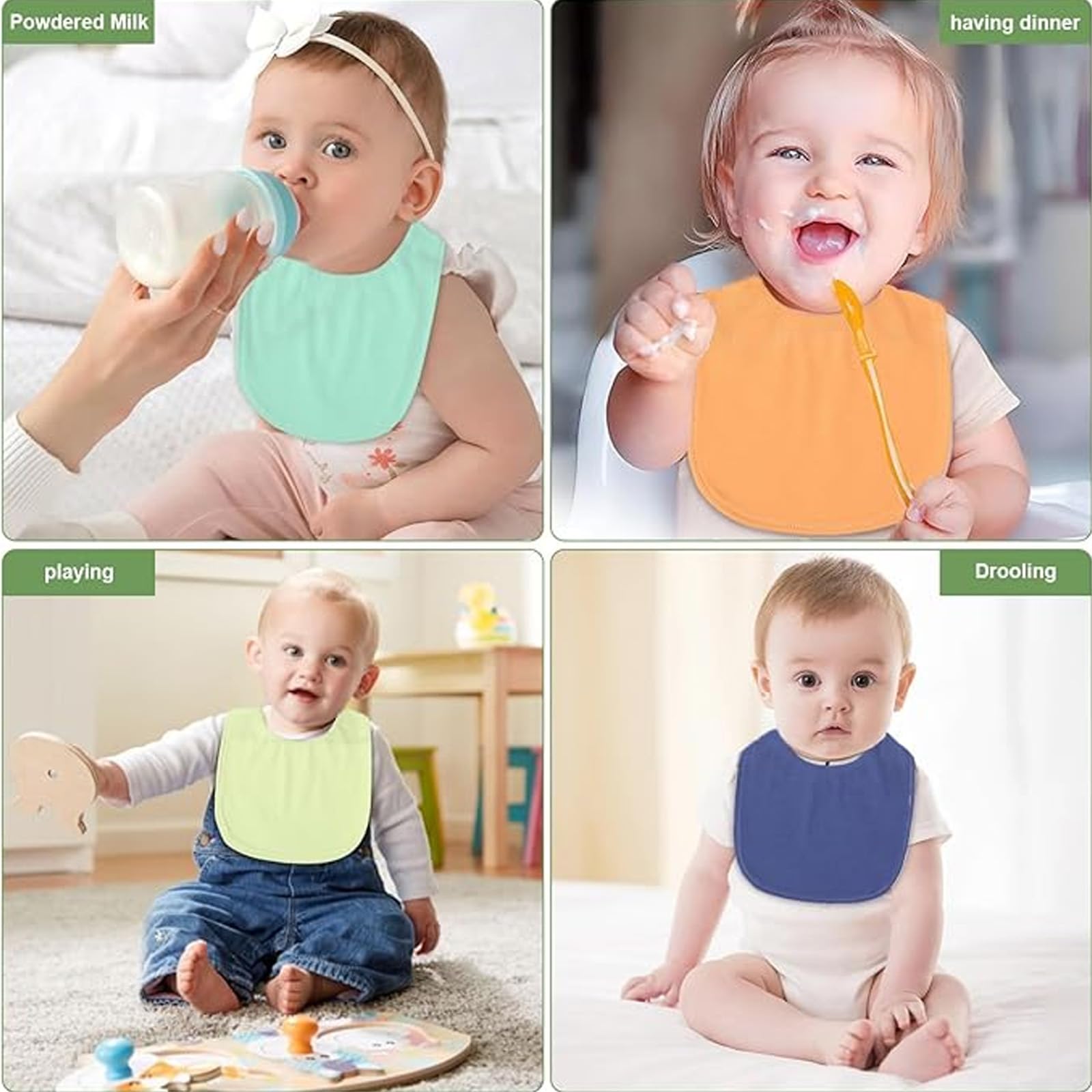Bavaglini Neonato Cotone 8 Pezzi Regolabili per Bambini e Bambine