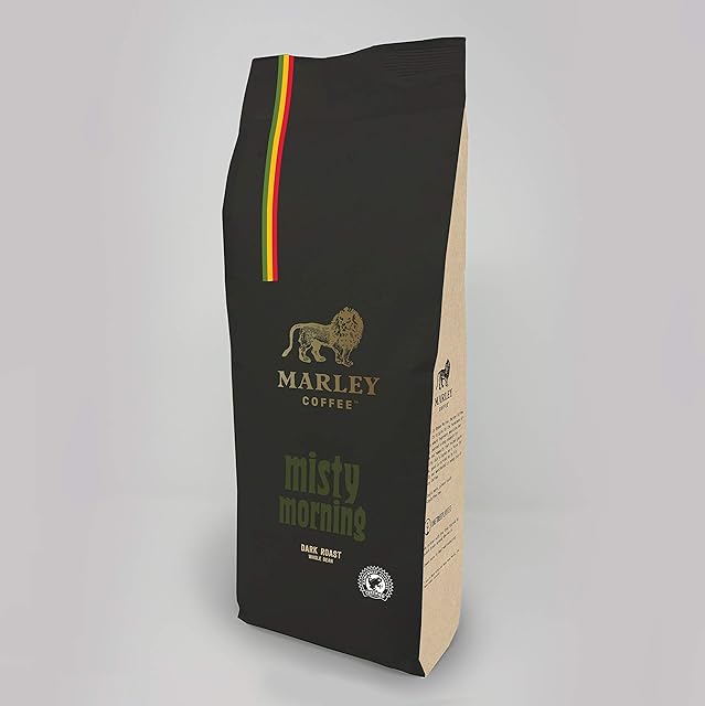 Misty Morning Dark Roast, Coffee Beans, Marley Coffee, from The Family of Bob Marley, Rainforest Alliance Certified, 1kg
