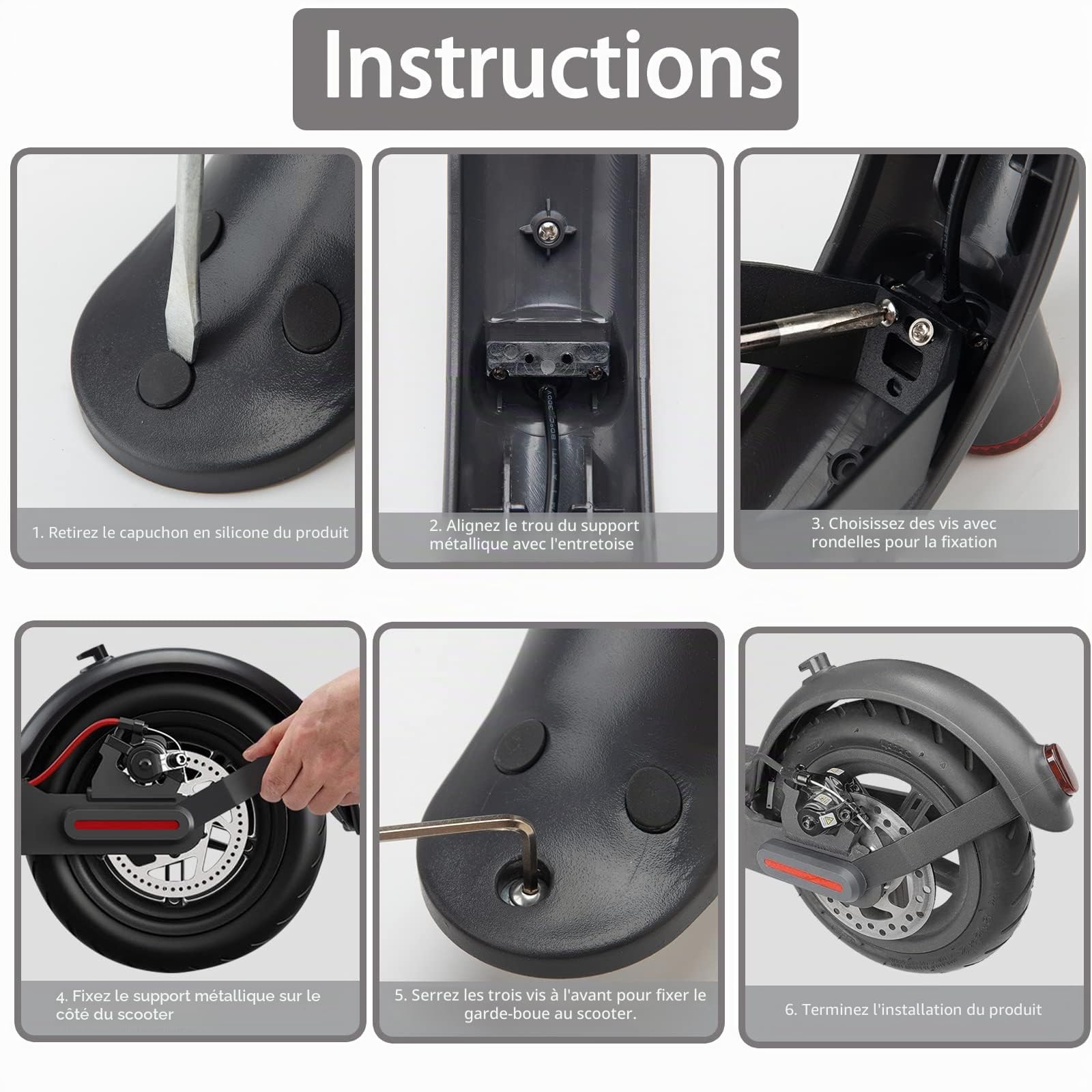 Garde Boue Trottinette Electrique Garde Boue Arrière Trottinette Support Métallique Accessoire Trottinette Electrique pour Xiaomi