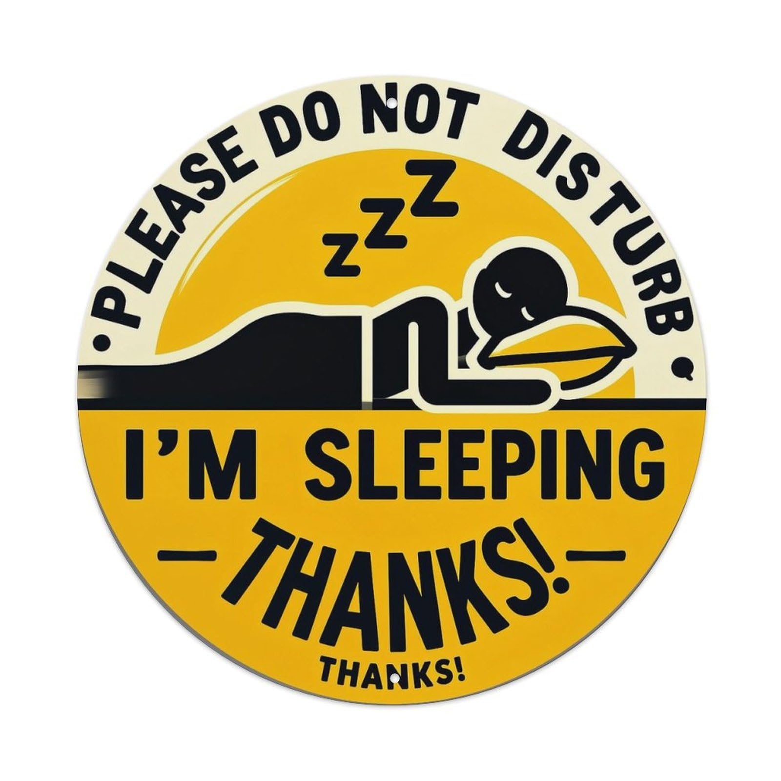 Sleeping Person With Zzz Symbols Round Tin Sign Vintage Metal Sign Home Bar Garden Indoor & Outdoor Wall Decor Retro Metal Poster 8x8 Inch