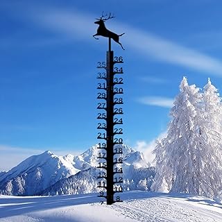 36 Inch Iron Art Snow Gauge - Christmas Snowflake Snowfall Measuring Gauge, Handmade Metal Snow Measuring Stick Garden Stakes for Yard, Christmas Rain Gauge Outdoor Decoration Gift (Elk -36inch)
