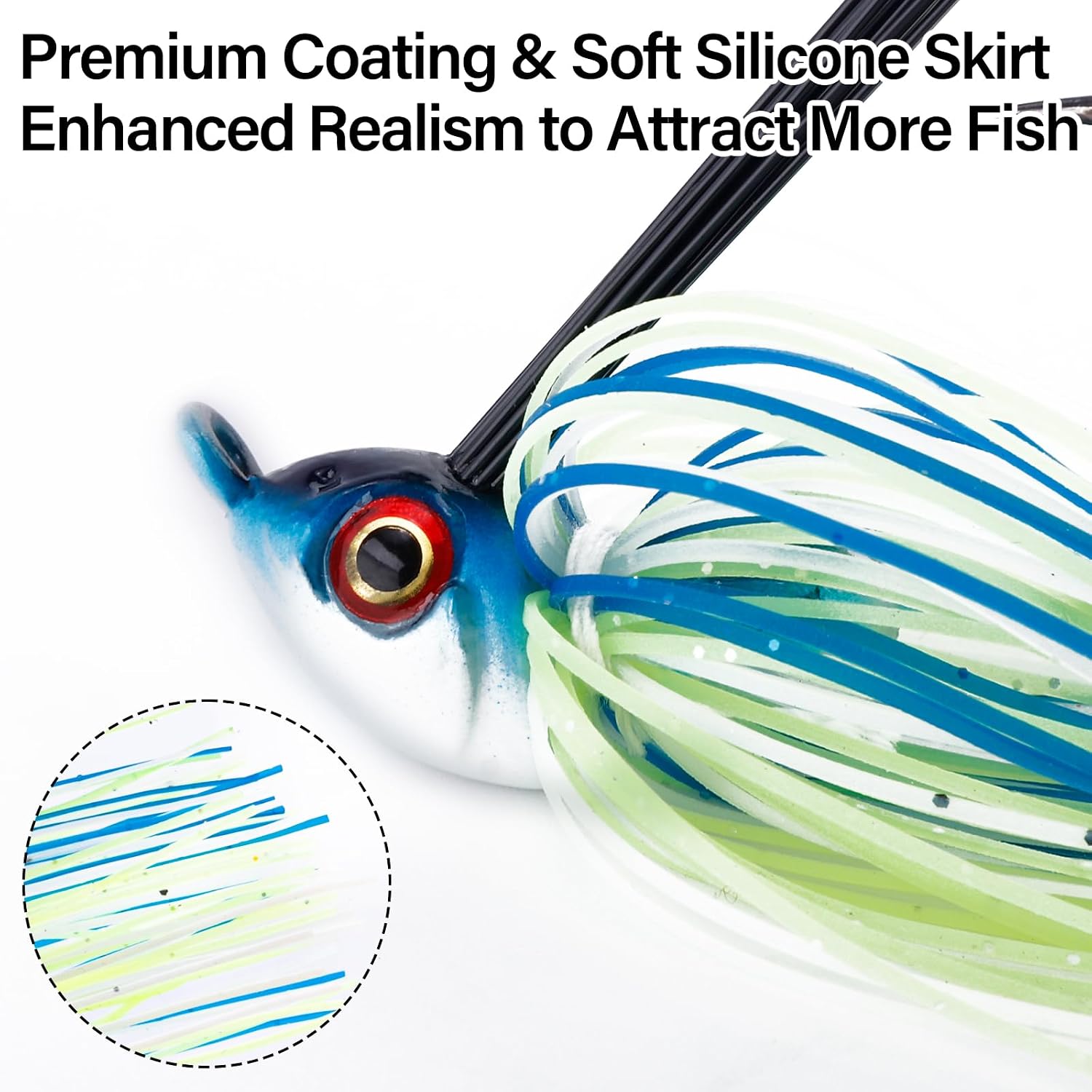 Dr.Fish 2 Pack Swim Jigs Weedless Bass Fishing Jigs Hook Lures with Reinforced Weed Guard Fish Head Swimbait Silicone Skirt Pike Walleye Muskie Freshwater Lures