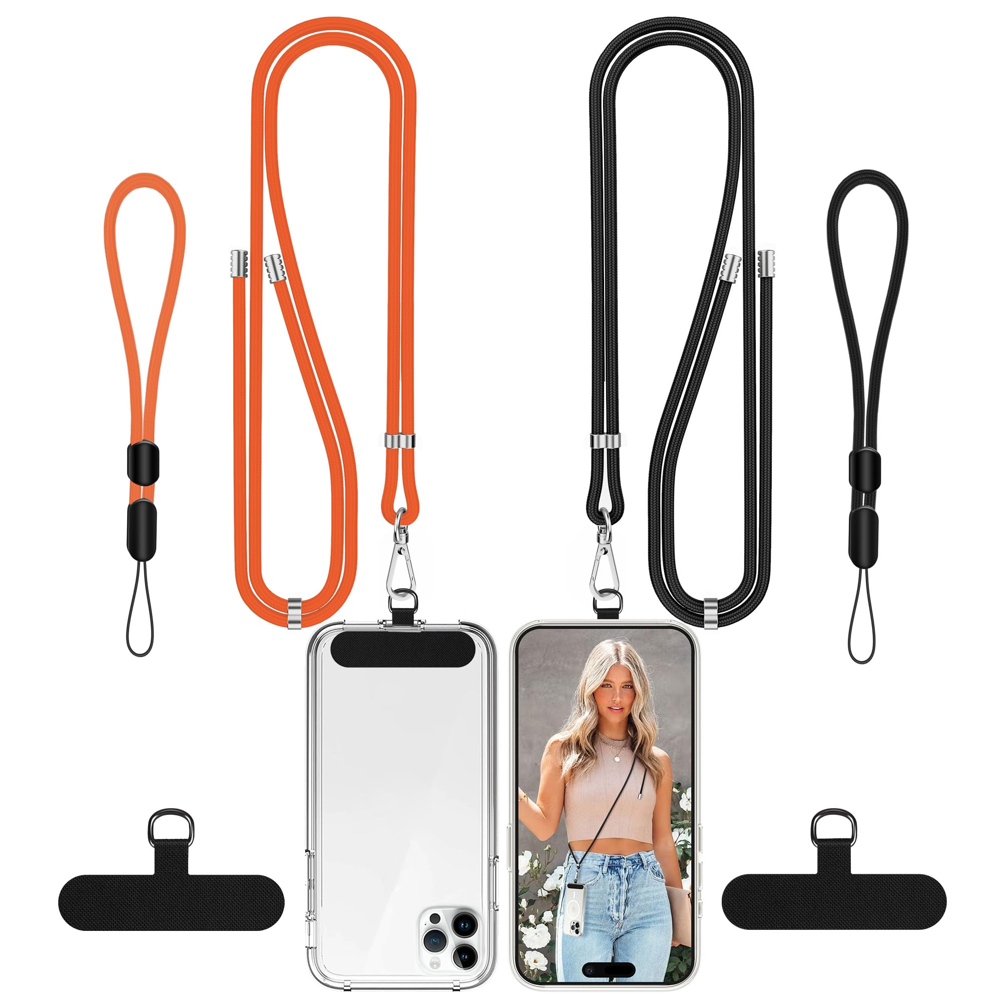 COCASES Phone Lanyard Crossbody 2 Pack Adjustable Anti-Theft Phone Strap Crossbody and 2 Pack Wrist Strap for Neck Strap iphone Lanyard Compatible with Most Mobile Phone-2 Patches — view 13
