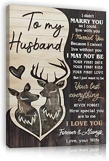 Romantic Wall Art Decor Paintings - Wedding Anniversary Posters Gifts for Husband, Husband Birthday Gift, Husband Gifts from Wife - Anniversary & Birthday Gifts for Men, I Love You Gifts for Him