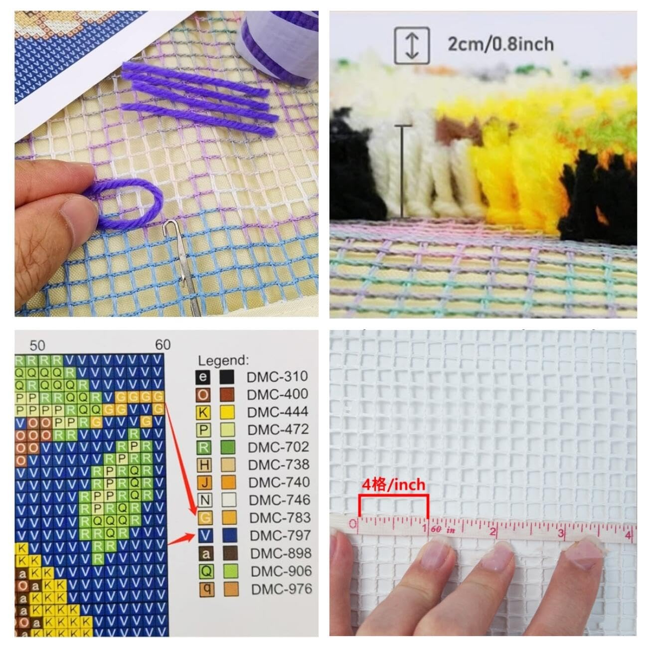 Animal Diy Kit Gancho De Pestillo Conejo De Dibujos Animados Kits De Ganchillo Para Hacer Alfombras，Juego De Bordado,Kit De Ganchillo Para Principiantes，Manualidades De Costura Para D 21x29in