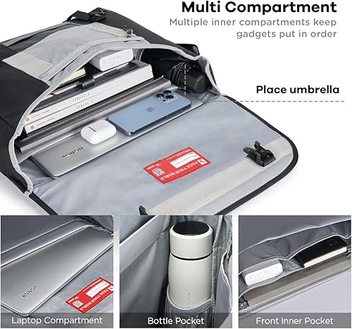 Miniatura 10 de OIWAS Bolsa tipo mensajero para mujer, de lona, de 14 pulgadas, para laptop, maletín para computadora