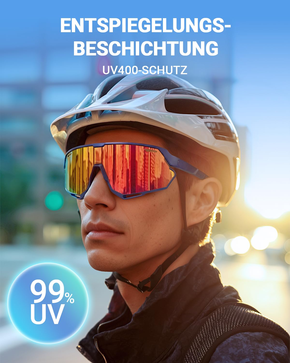 Meeloog Occhiali da sole sportivi polarizzati da 26 g per uomo e donna con 3 lenti - protezione UV400 per ciclismo, corsa, pesca e attività all'aperto