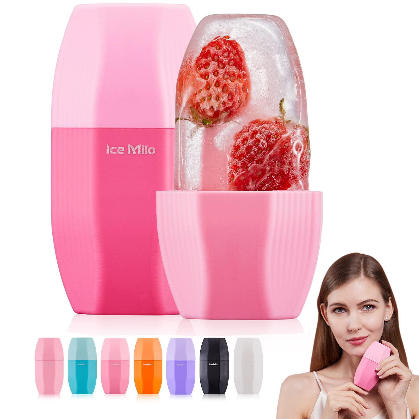 Ice Miloal Gift Ice Roller for Face & Eye, Tighten Pores, Contour Face, Prevent Puffiness, Relieve Fatigue and Minor Injury, Nectarine Pink