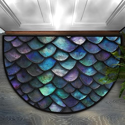 Miniatura 12 de Tapete semicircular de flores de girasol otoñal para entrada interior, tablero de madera retro, antideslizante, absorbente, 24 x 36 pulgadas