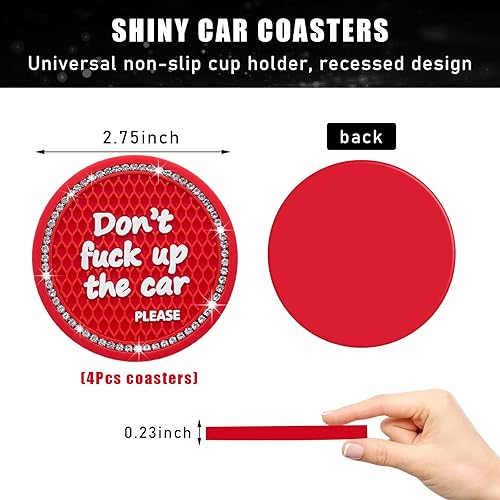 Miniatura 2 de Sylvil 4 posavasos brillantes para automóvil, 2.75 pulgadas, suaves para automóvil, portavasos de silicona antideslizante con diamantes de