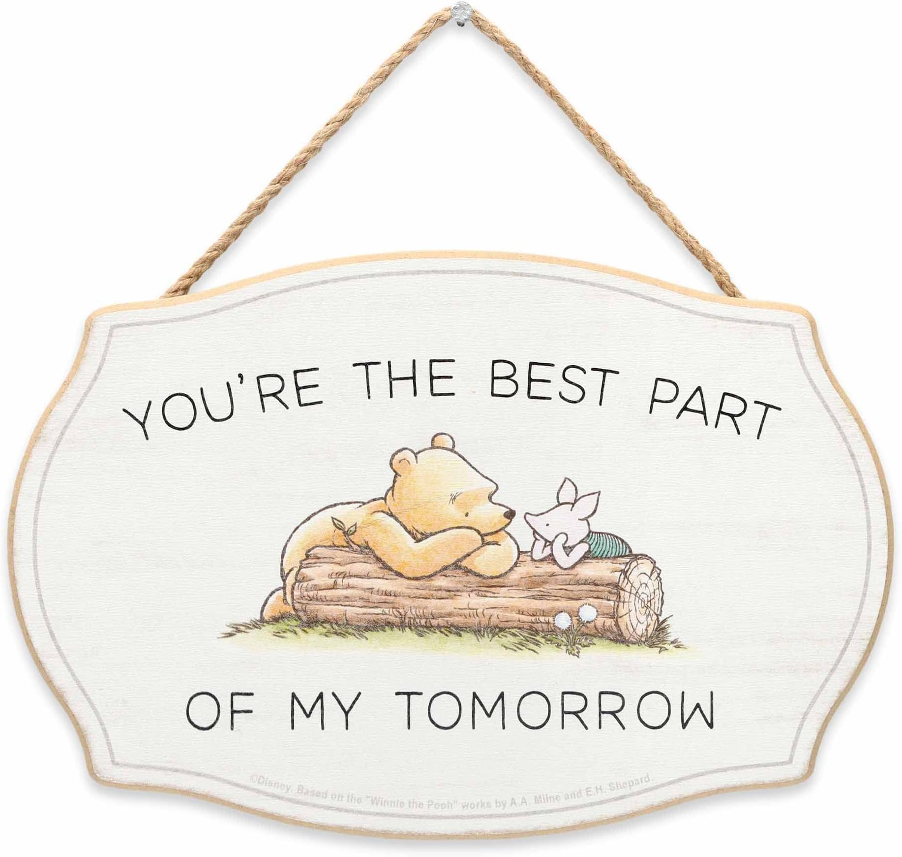 Open Road Brands Disney Winnie The Pooh You're The Best Part Hanging Wood Wall Decor - Adorable Winnie The Pooh Sign for Home