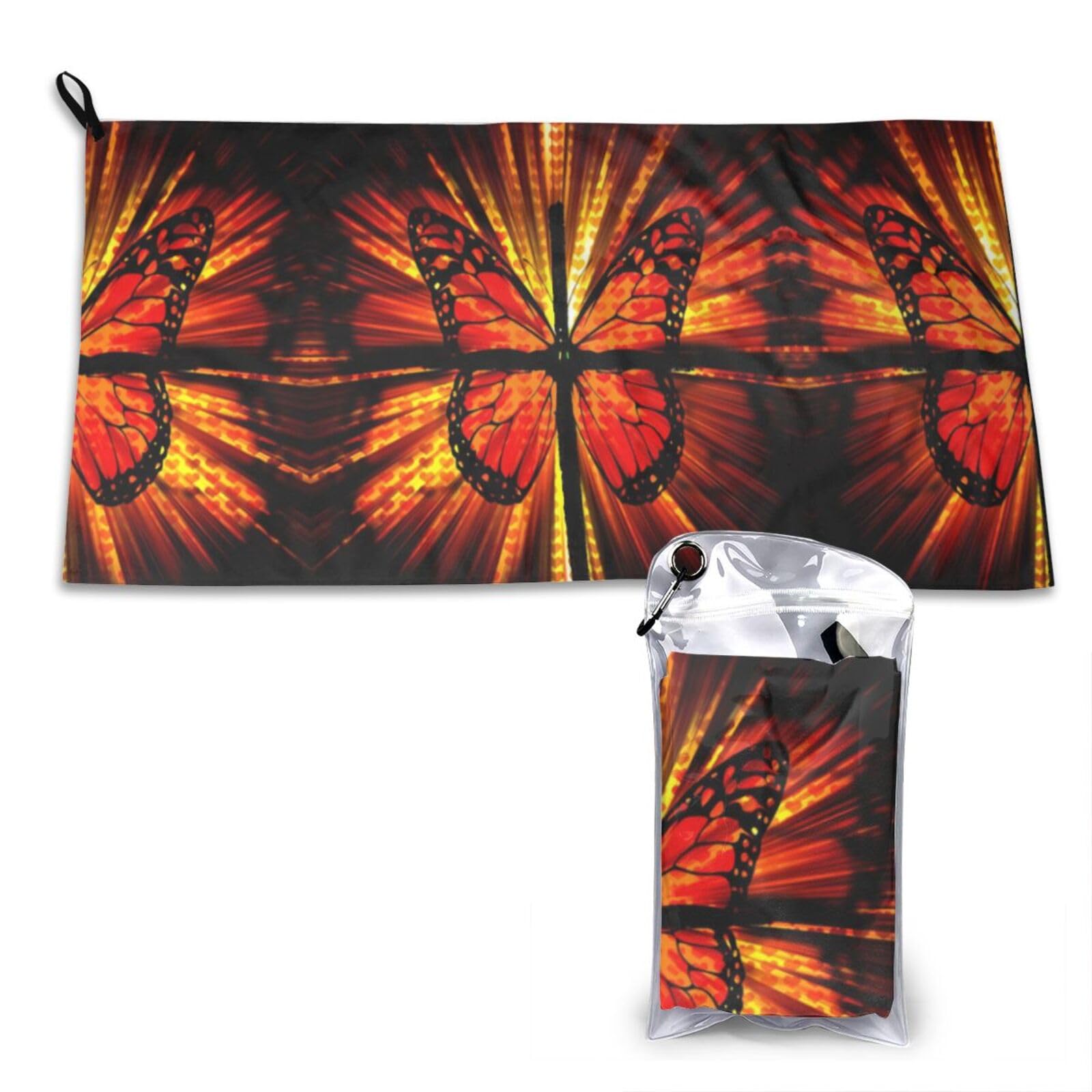 WXWJSHMGC Orange Butterfly Print Cooling Towel, Gym Towel,Cooling Towels For Neck, Soft Breathable Travel Cool Towel,Sports Towels For Gym,Camping