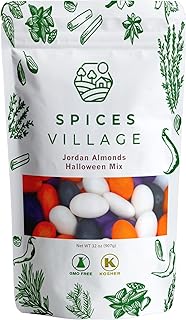 Spices Village Premium Jordan Almonds Halloween Mix, White, Purple and Orange,Crunchy Candy Coated Almonds, Ideal for Christmas, Weddings, Baby Showers, Parties, Favors, and Gifting, Kosher Certified