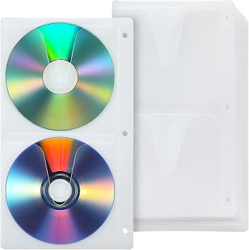 Kosiz 36 Pieces 4 Dise DVD Poly Sleeves 3 Rings CD Sleeves Binder Pages 144 Disc Capacity for Binders Only