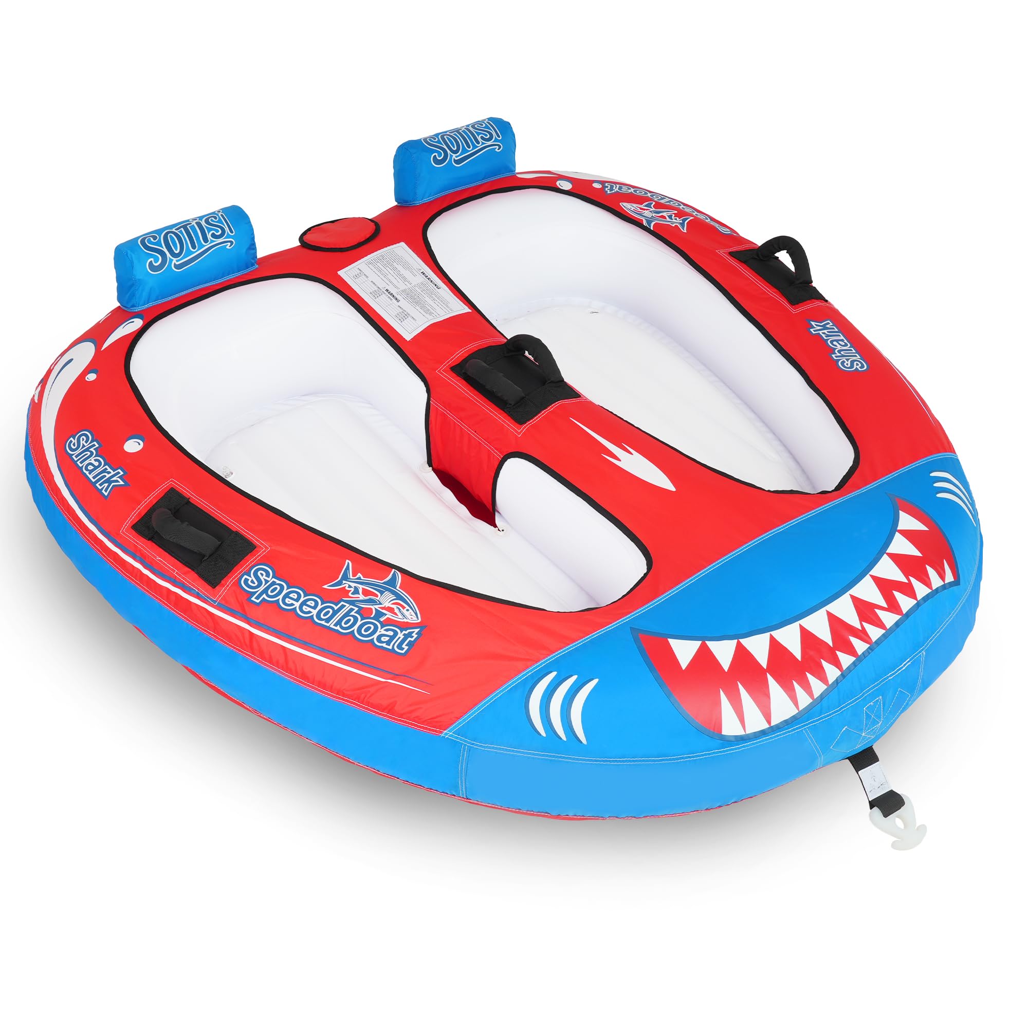 Towable Tube for Boating, 1–2 Person Inflatable Towable Tube with Quick Connect, Heavy Duty 840D Nylon Water Tube for Lake & Water Sports