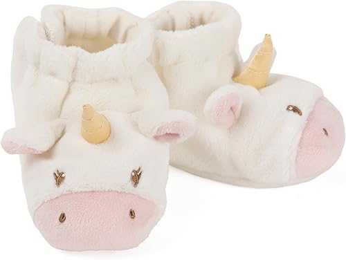 Baby GUND Luna Unicorn Rattle Booties - Zapatos de felpa para bebé, color blanco y rosa, talla única Unicornio