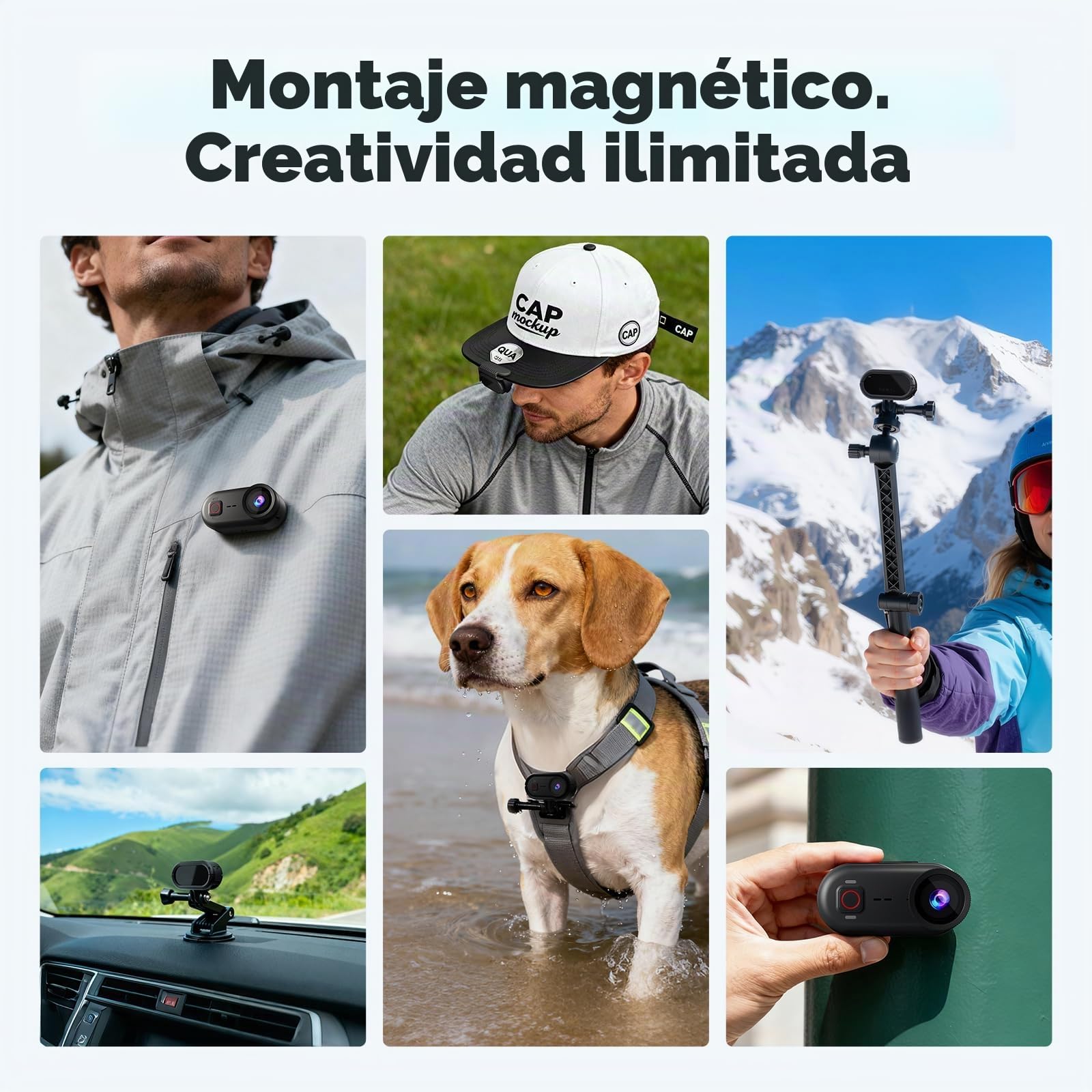 4K Mini Camara Deportiva, 20MP Cámara Corporal,Tarjeta SD integrada de 64 GB,Estabilización de 6 Ejes Videocámara Cámara Portátil,Magnético Camara para Vlog Moto Bici