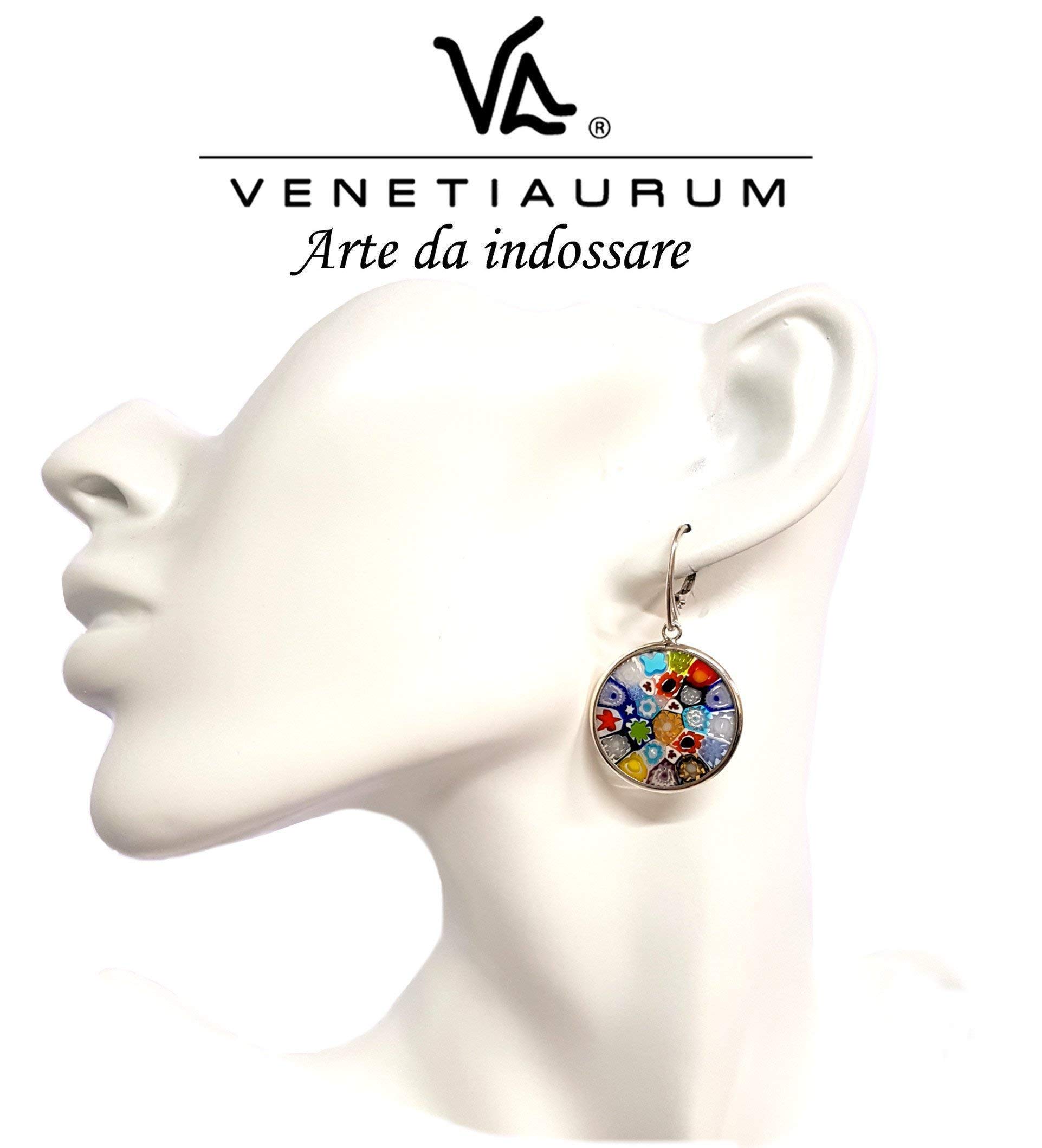 Venetiaurum - Orecchini Murrine per Donna in Vetro Originale di Murano e argento 925 - Gioiello Made in Italy certificato