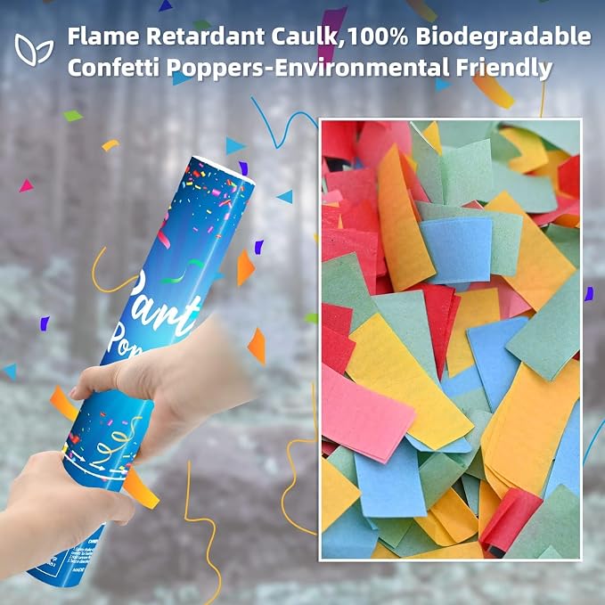 Cañón de Confeti Biodegradable 6 Piezas Multicolor 12 Pulgadas miniatura 3