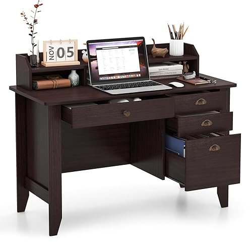 WATERJOY 48" Computer Desk, Wood Executive Table for PC Laptop