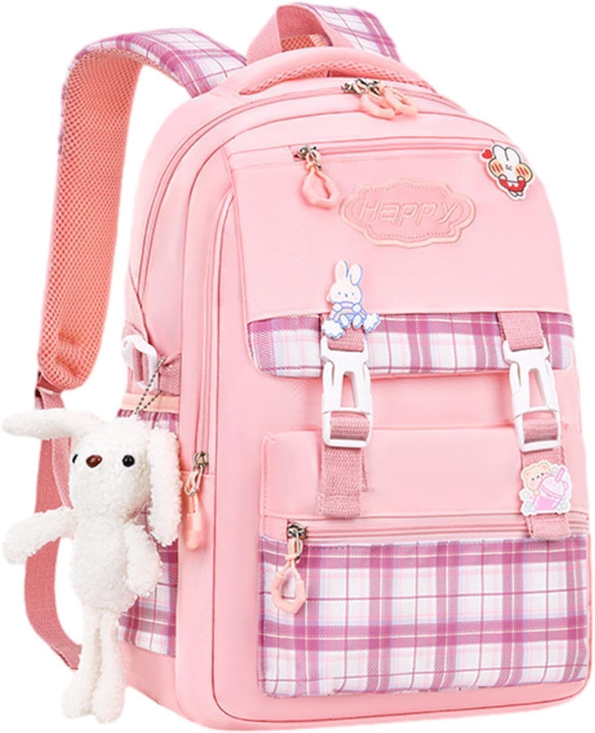 キッズリュック ピンク チェック柄 9g25-01.jpg