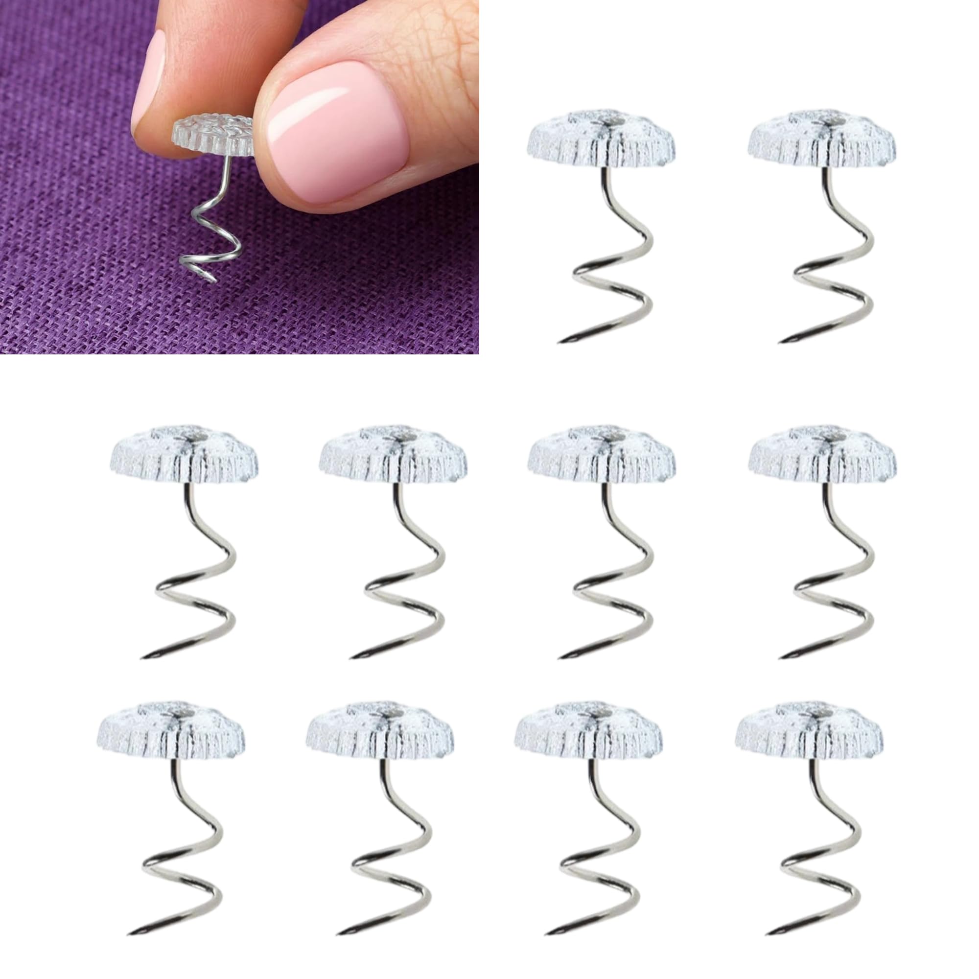 Trifletopia Clear 50 Pcs Upholstery Pins Heads Twist Pins Transparent Plastic Upholstery Tacks For Slipcovers Bedskirts Sofa Covers