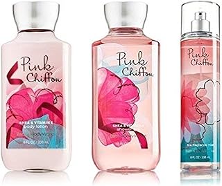 Bath & Body Works Pink Chiffon Set - Shower Gel 10oz, Fragrance Mist 8oz & Body Lotion 8oz
