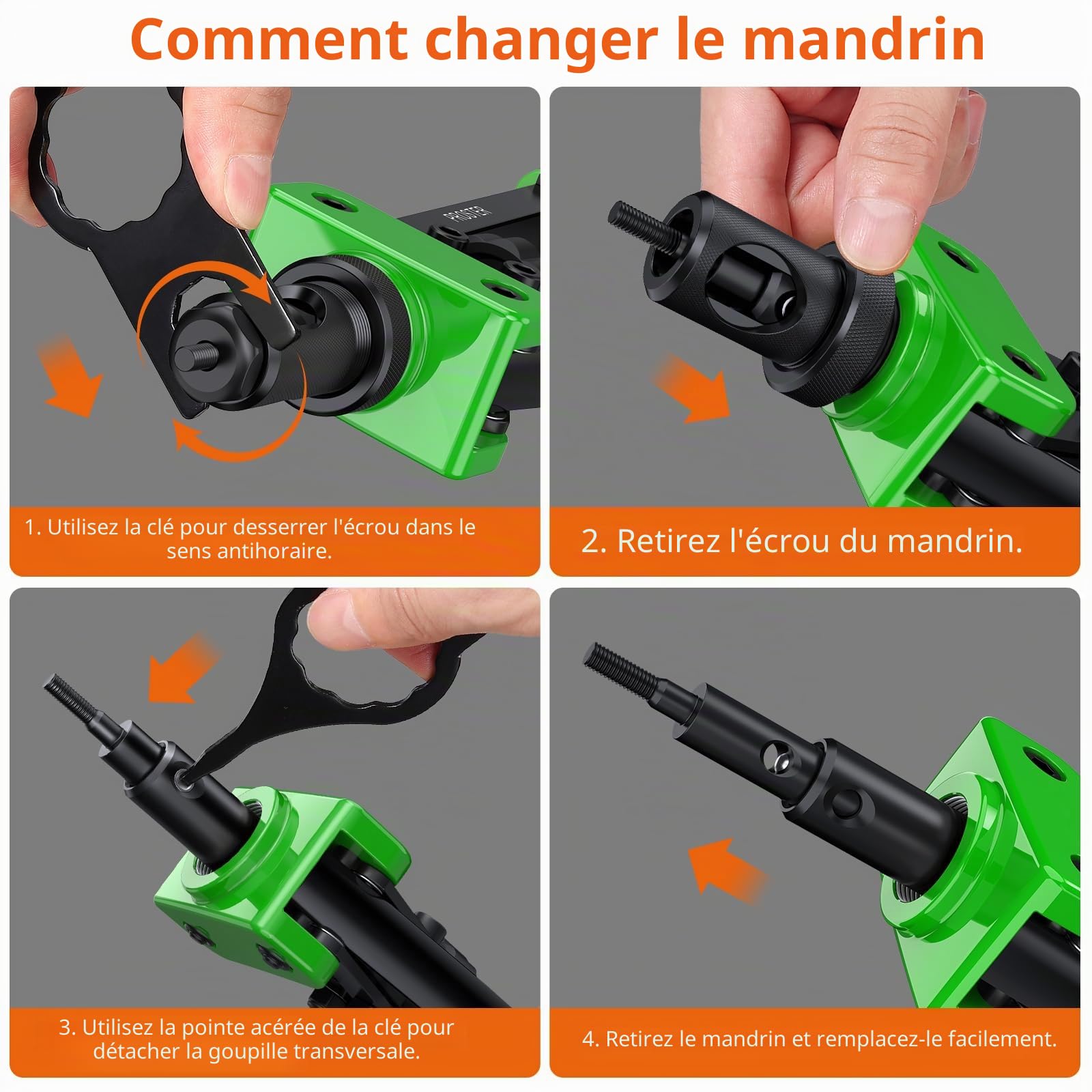 Proster 14" Riveteuse Manuelle - Pince à Insert Fileté Professionnelle avec Mandrins Interchangeables M3-M10, 150PCS Écrous, Économie d’Effort pour Réparation Auto, Métal, Atelier, Bricolage (Vert)