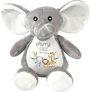 New Baby Teddy, New Baby Keepsake Elephant, plush Elephant Teddy, Baby Teddy, Personlaised Baby Teddy, Baby Shower Keepsake, Baby Gift, New Baby Teddy