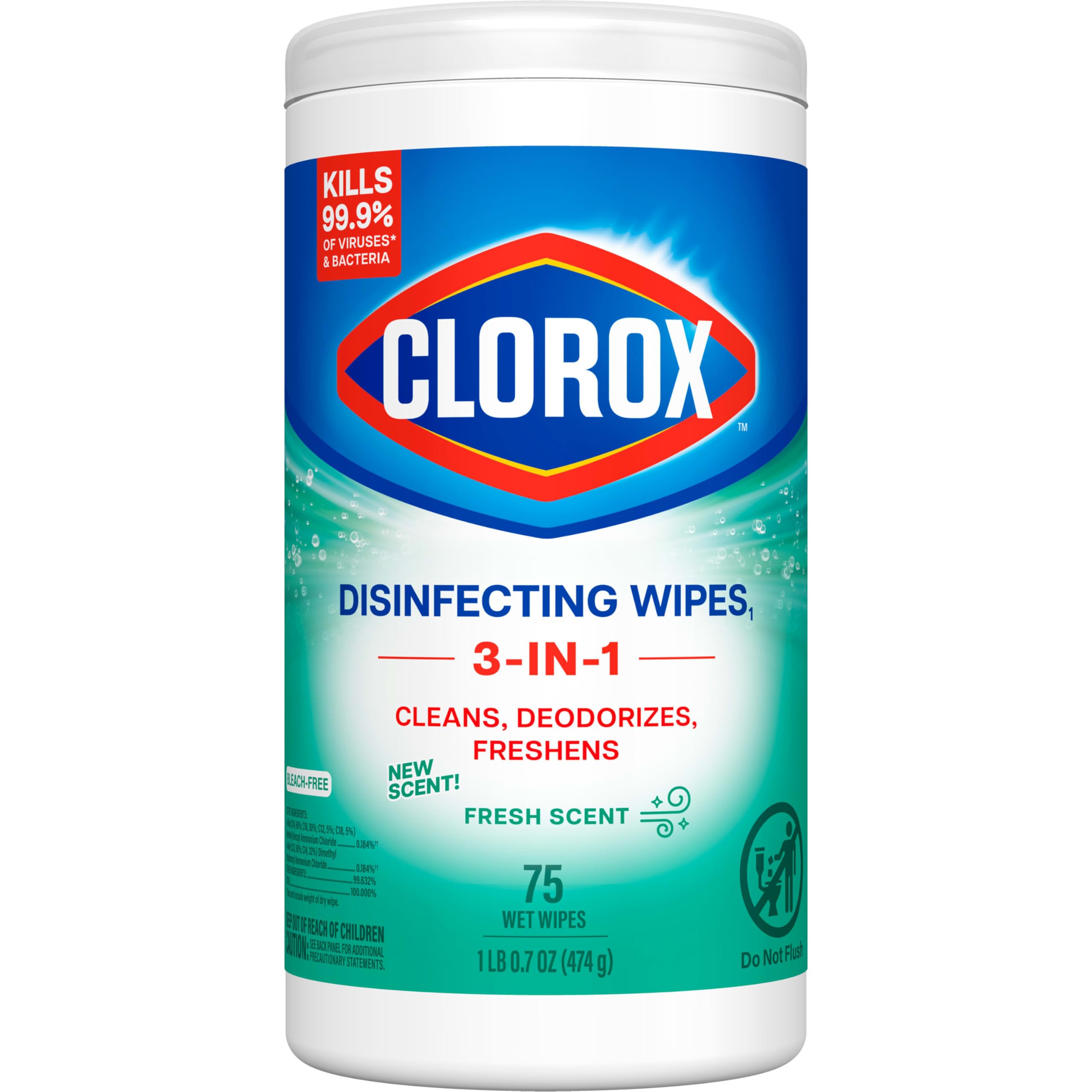 Sponsored Ad – Disinfecting Wipes, 75 Wet Wipes, Fresh Scent, Kills Viruses and Bacteria, Bleach Free
