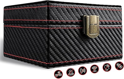Faraday Box for Car Keys, Leather Signal Blocker Box for Keyless Entry RFID Anti-Theft Fob Phones Cards