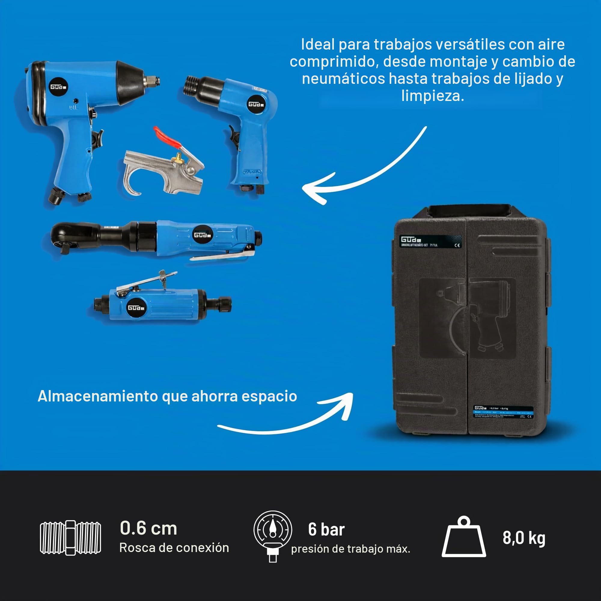 Güde 40401 - Herramientas de aire kit 71 Pcs