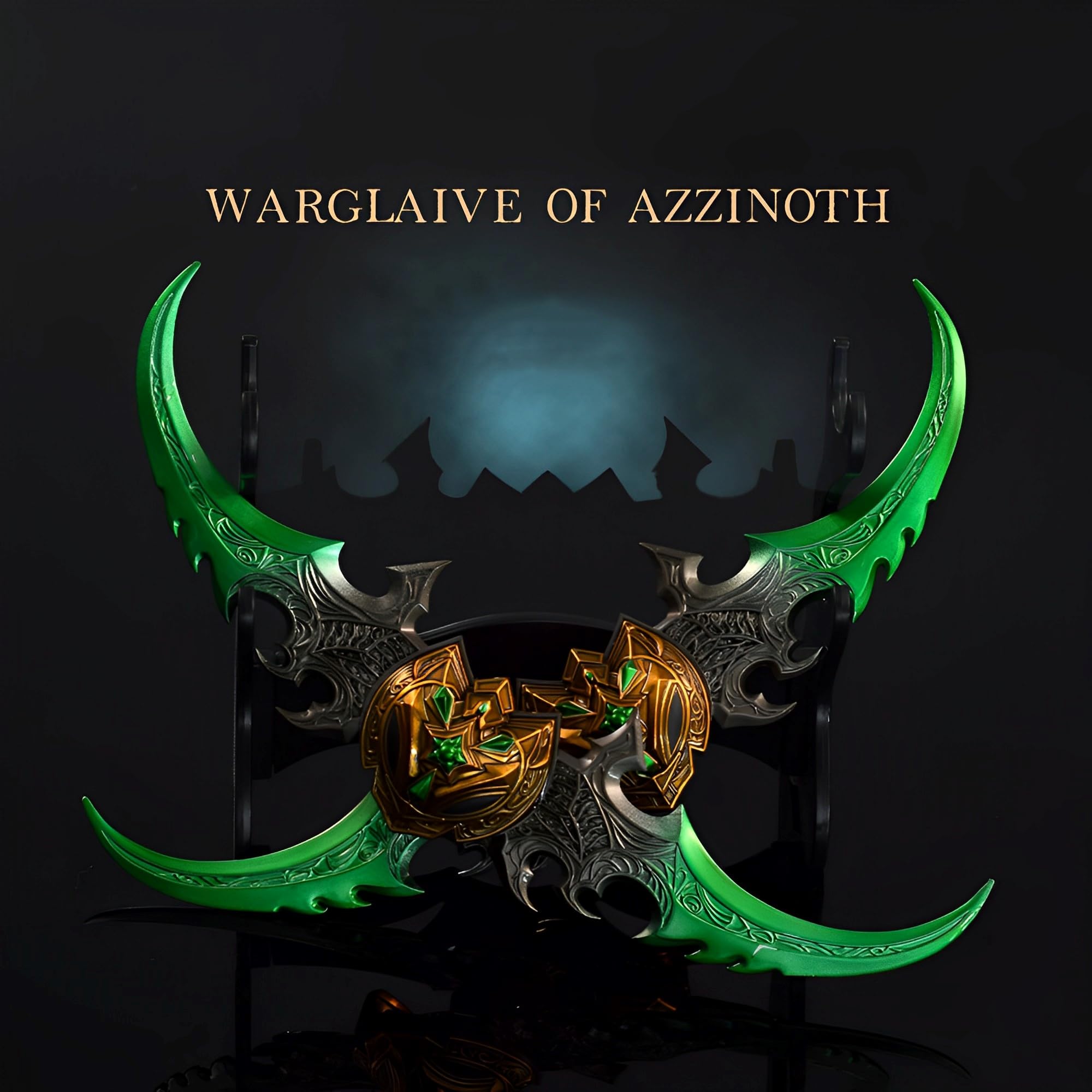 Wow Warglaive of Azzinoth Modelo, Longitud 22Cm, Juego De 2 Piezas, Embalaje De Cartón, con Soporte De Exhibición, Juego Coleccionable Totalmente De Metal