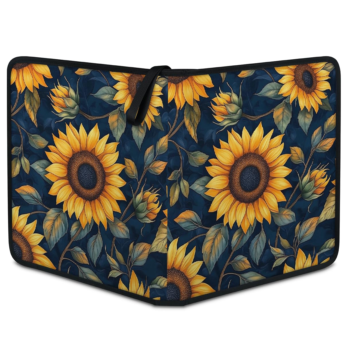 Mexpekil Raccoglitore di carte con foglie di girasole, 9 tasche con 50 pagine a caricamento laterale, cartellina per 900 carte, album per carte collezionabili con cerniera, impermeabile, porta carte
