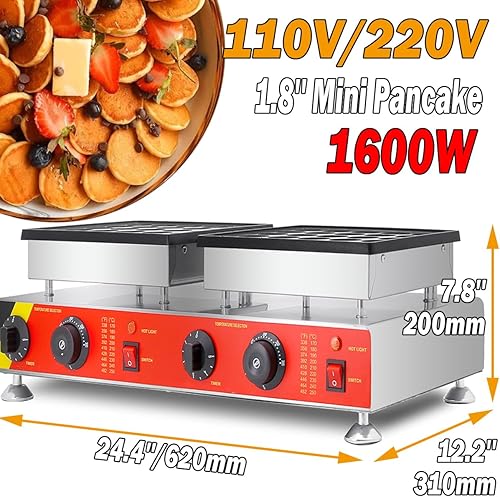 Miniatura 3 de Máquina para hacer panqueques eléctrica comercial de 50 agujeros de 1.8 pulgadas, mini panqueques holandeses, plancha para panqueques, máquina para