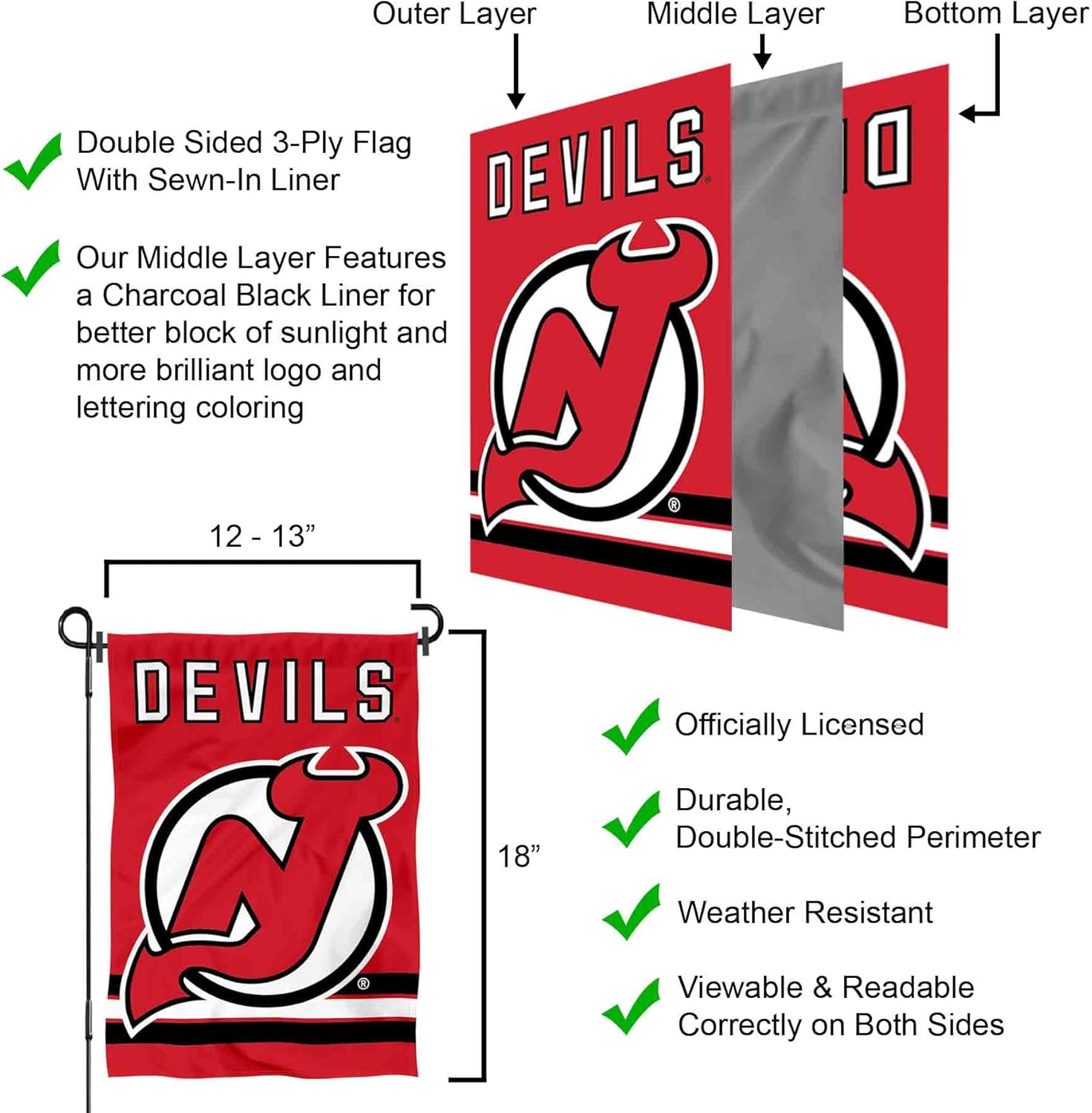 New Jersey Devils Garden Flag with Pole Stand Holder