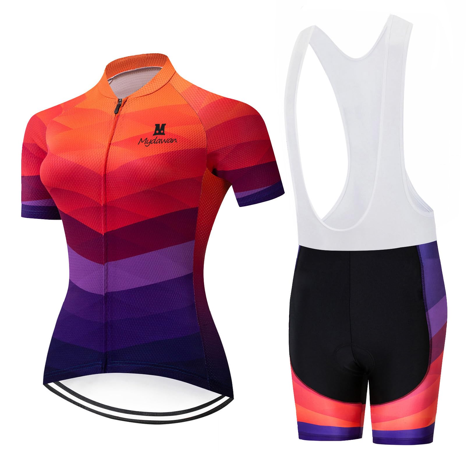 Conjunto Ropa Ciclismo Mujer Verano Maillot Bici MTB Manga Corta,Traje Ciclista Camiseta Ciclo y Culotte Tirantes con 19D Gel Acolchado,Completa Bicicleta Jerseys Transpirable Secado Ráido