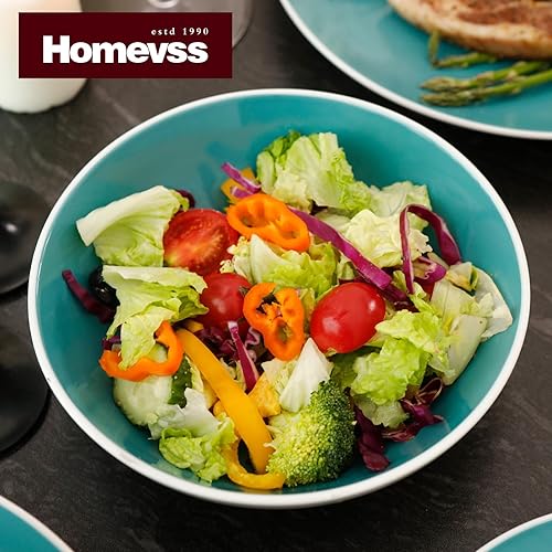 Miniatura 5 de Juego de vajilla de gres Coupe Shape de 12 piezas, exterior blanco + interior, azul Tiffany