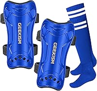 Vista 10 de Espinilleras de fútbol Geekism para niños jóvenes, niños pequeños, espinilleras protectoras de fútbol y mangas - Equipo de fútbol para niños de 3
