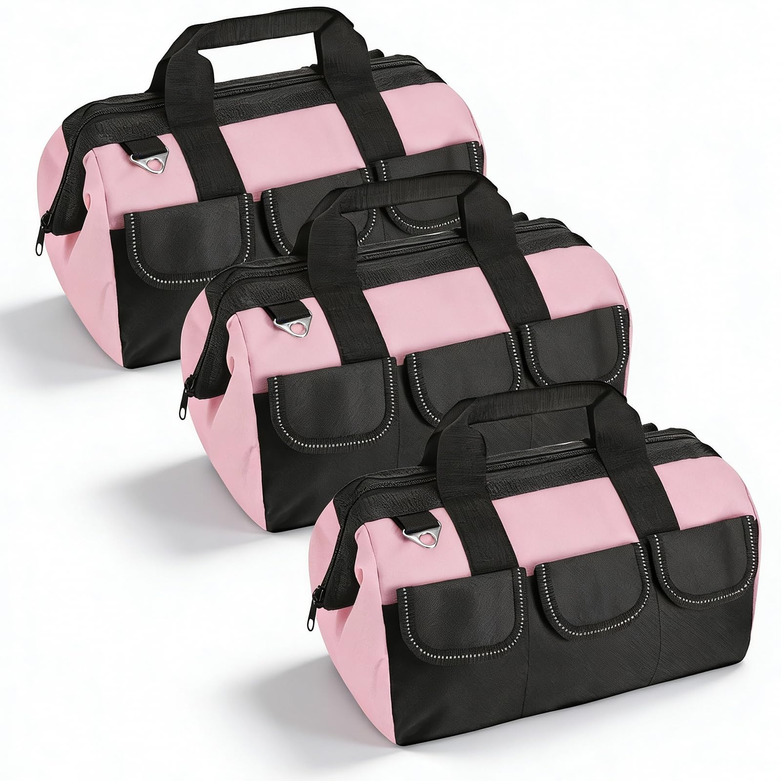 3 Pack Pink Tool Bag for Women 13 Inch Heavy Duty Water-Resistant Tool Organizer Tote with Multiple Pockets