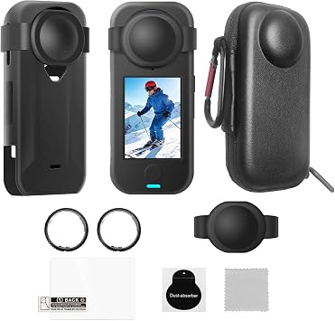 JasonMighty for Insta360 X4 Air Accessories Kit Include Camera Case/Silicone Cover/Lens Guards/Screen Tempered Glass/Action Camera Protection Parts for X4 Air