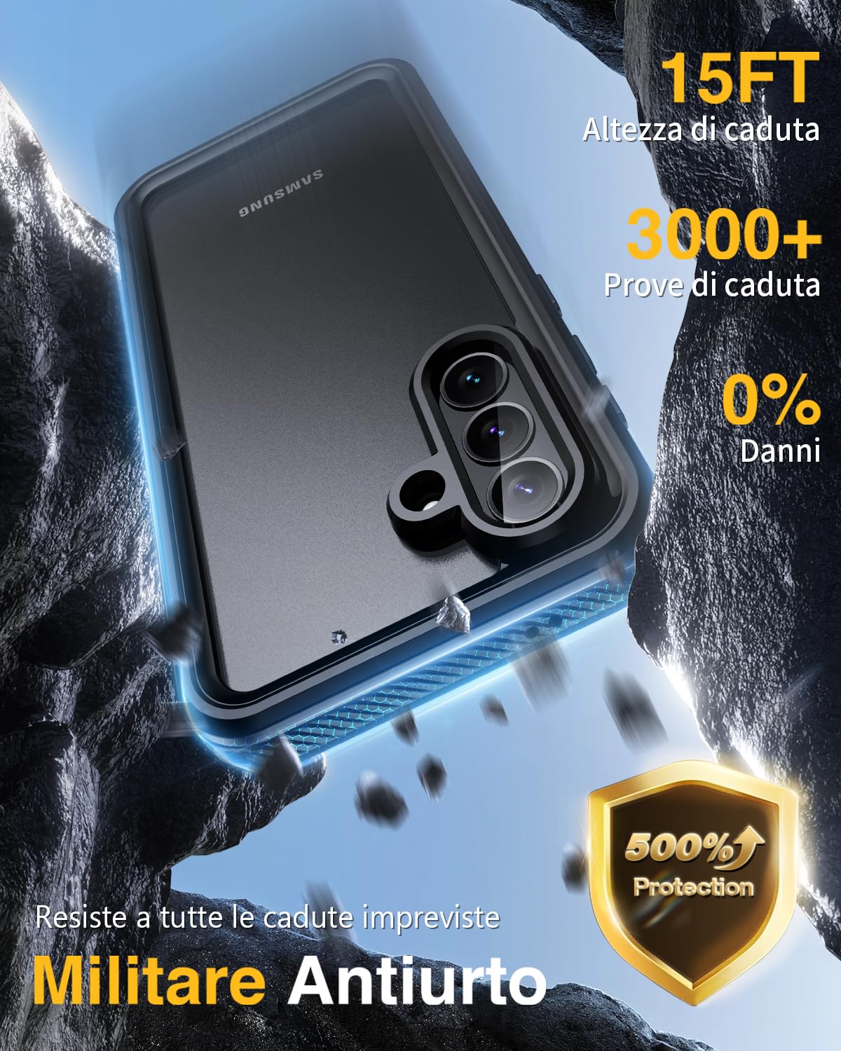 Lanhiem Cover Per Galaxy A57 5G Impermeabile [IP68 Waterproof e 360 Gradi Protezione] Custodia Subacquea Antiurto Resistente Rugged con Protezione dello Schermo per A57,Nero