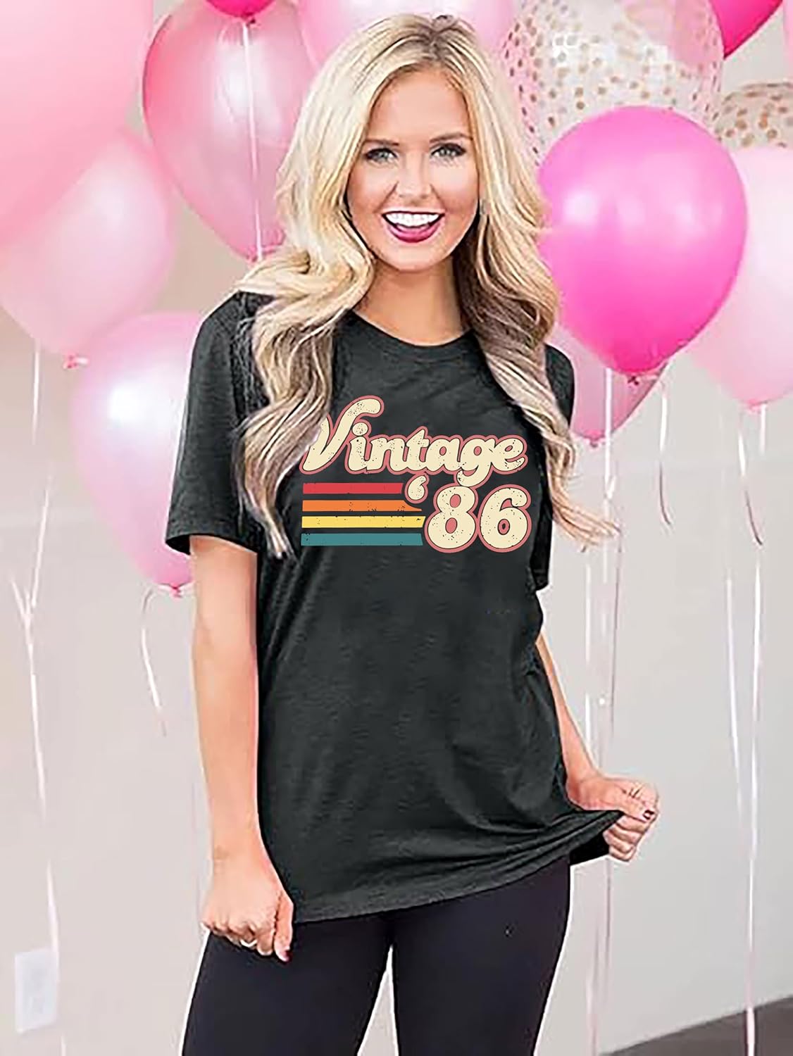 40th Birthday Shirts Women Vintage 1986 Shirt Forty Birthday Gift Shirts 40 Years of Birthday Party Short Sleeve Tee Top - Image 4