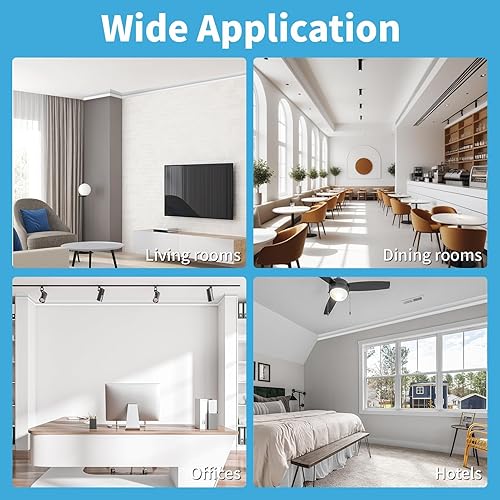 Miniatura 5 de Art3d Moldura decorativa de techo de poliestireno de alto impacto, 10 unidades de 47 pies, instalación con pegamento, color blanco