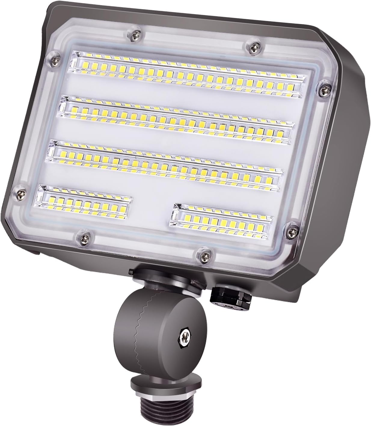 60W LED Flood Light With Knuckle, Dusk to Dawn Outdoor, Ultra Brightness Daylight 7800lm 300W Equivalent, Waterproof Security for Yard Garden Playground