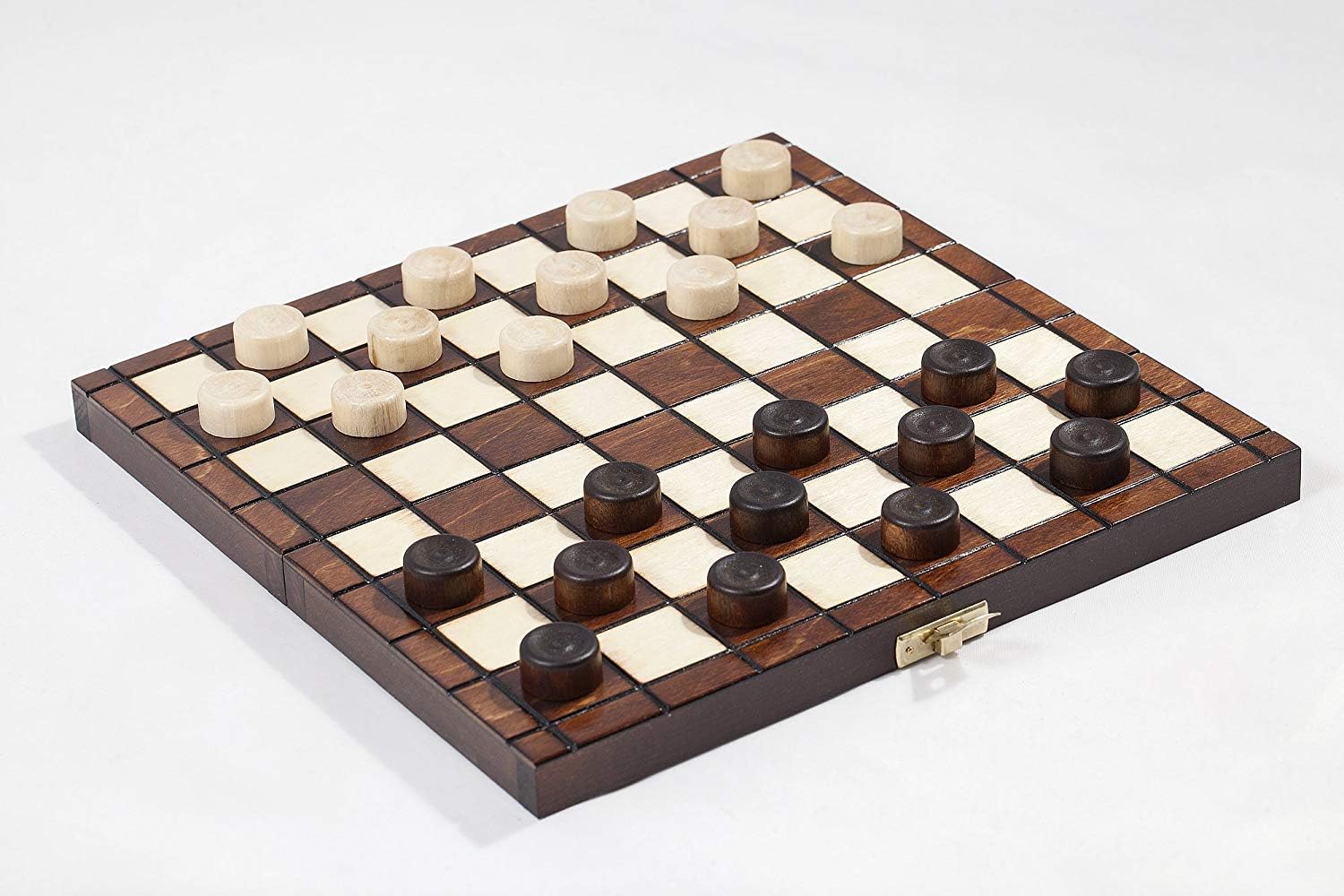 10" Traditional Wooden Draughts Checkers Set Hand Crafted