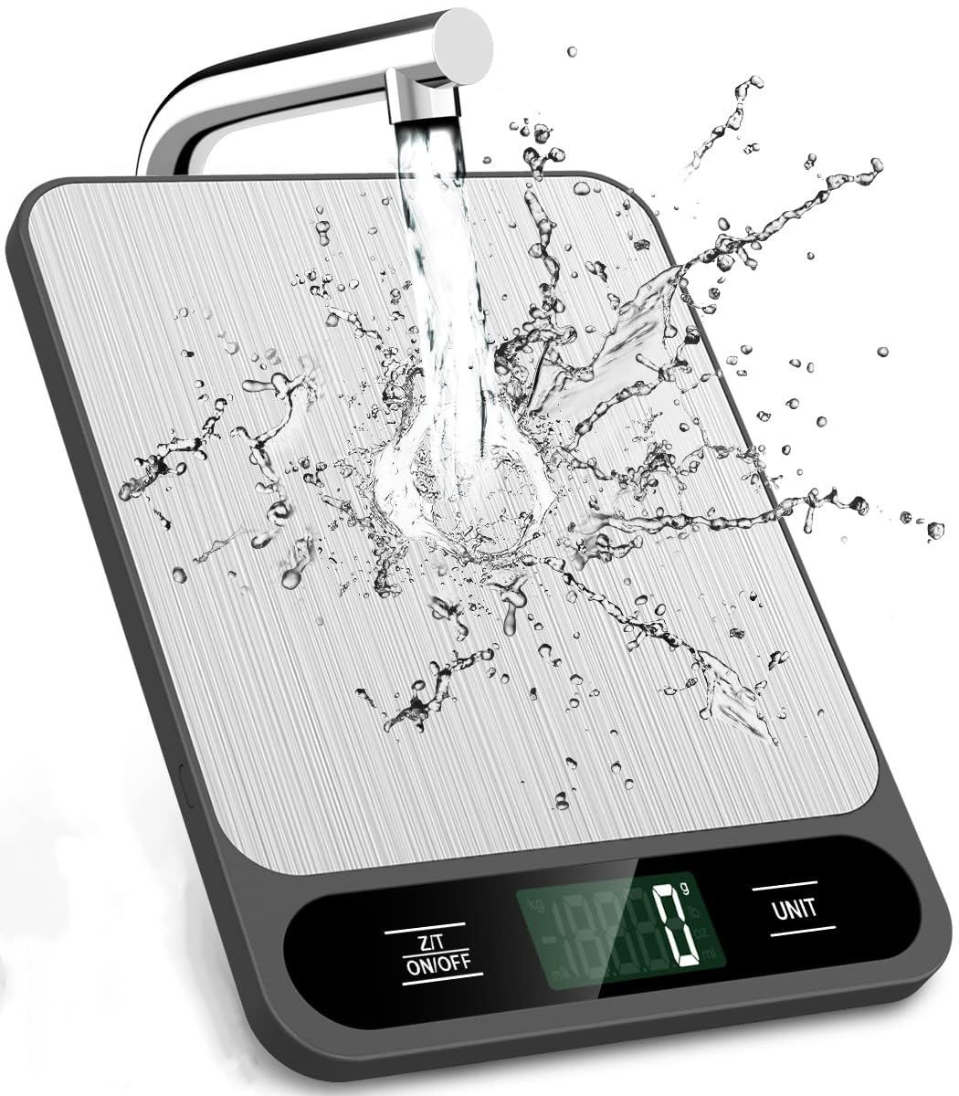 Food Scale, 10kg/22lb Digital Kitchen Scale Weight Grams and Ounces for Baking Cooking Coffee Package Postage, 6 Units with Tare Function, LCD Display, Easy Clean Stainless Steel